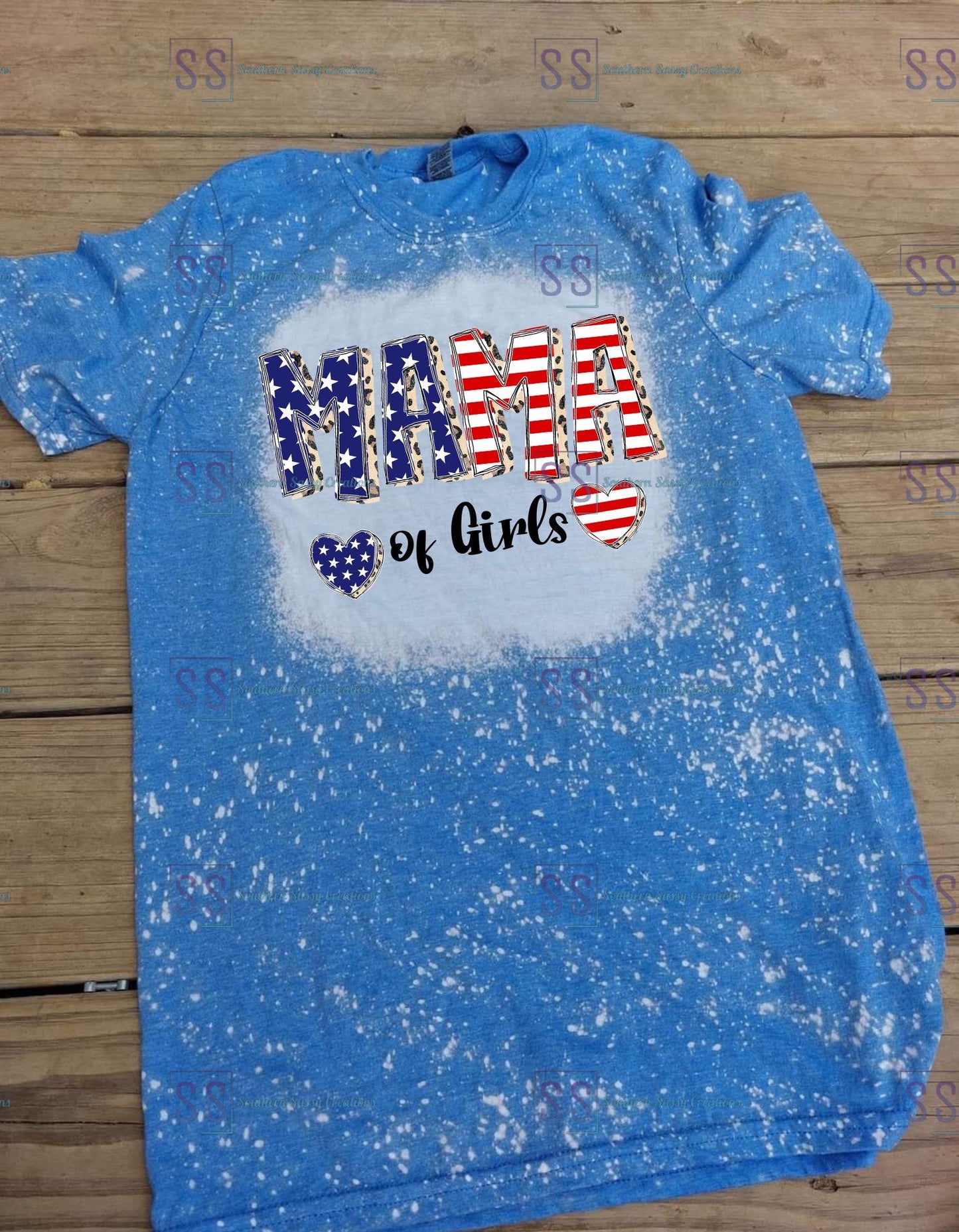 Red white and blue mama T-shirt