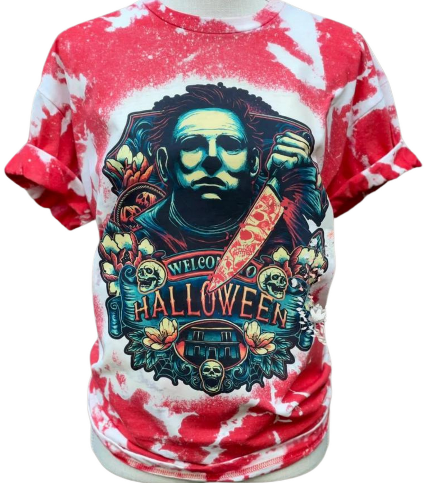 Welcome to Halloween Myers style bleached tee