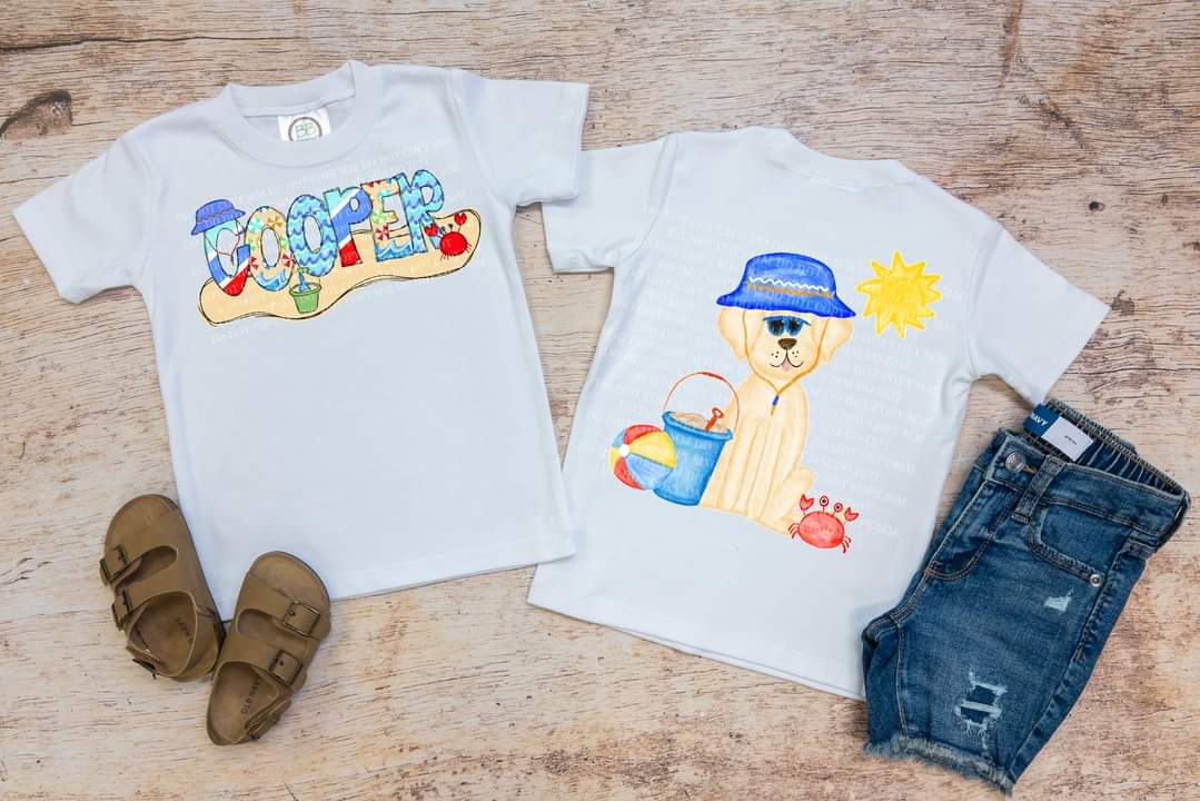 KIDS BEACH TEE FRONT AND BACK