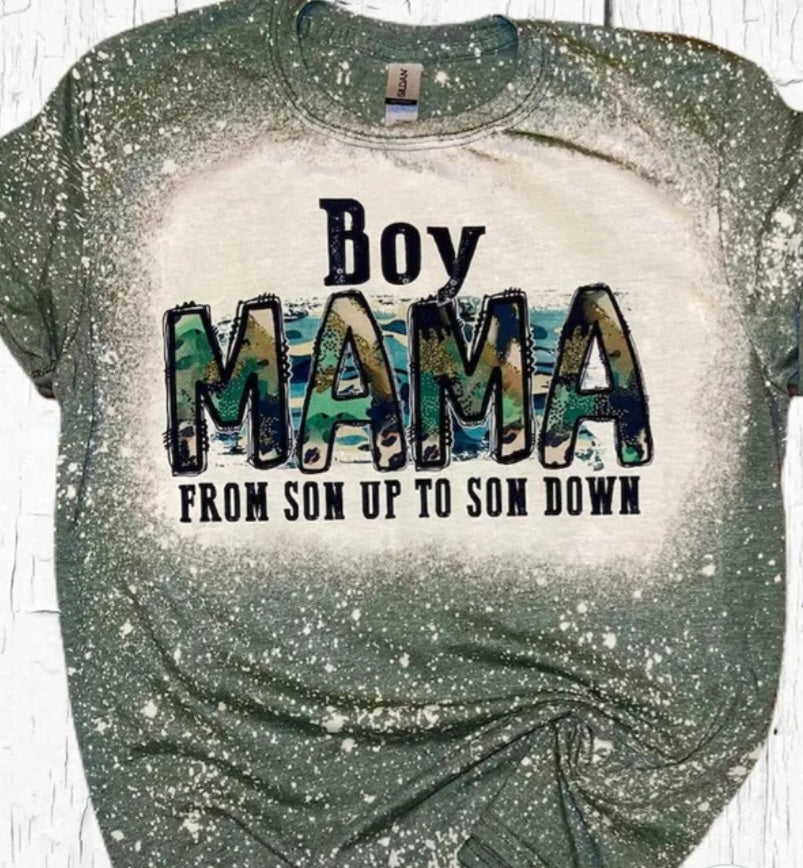 Boy mama from son up to son down bleached tee