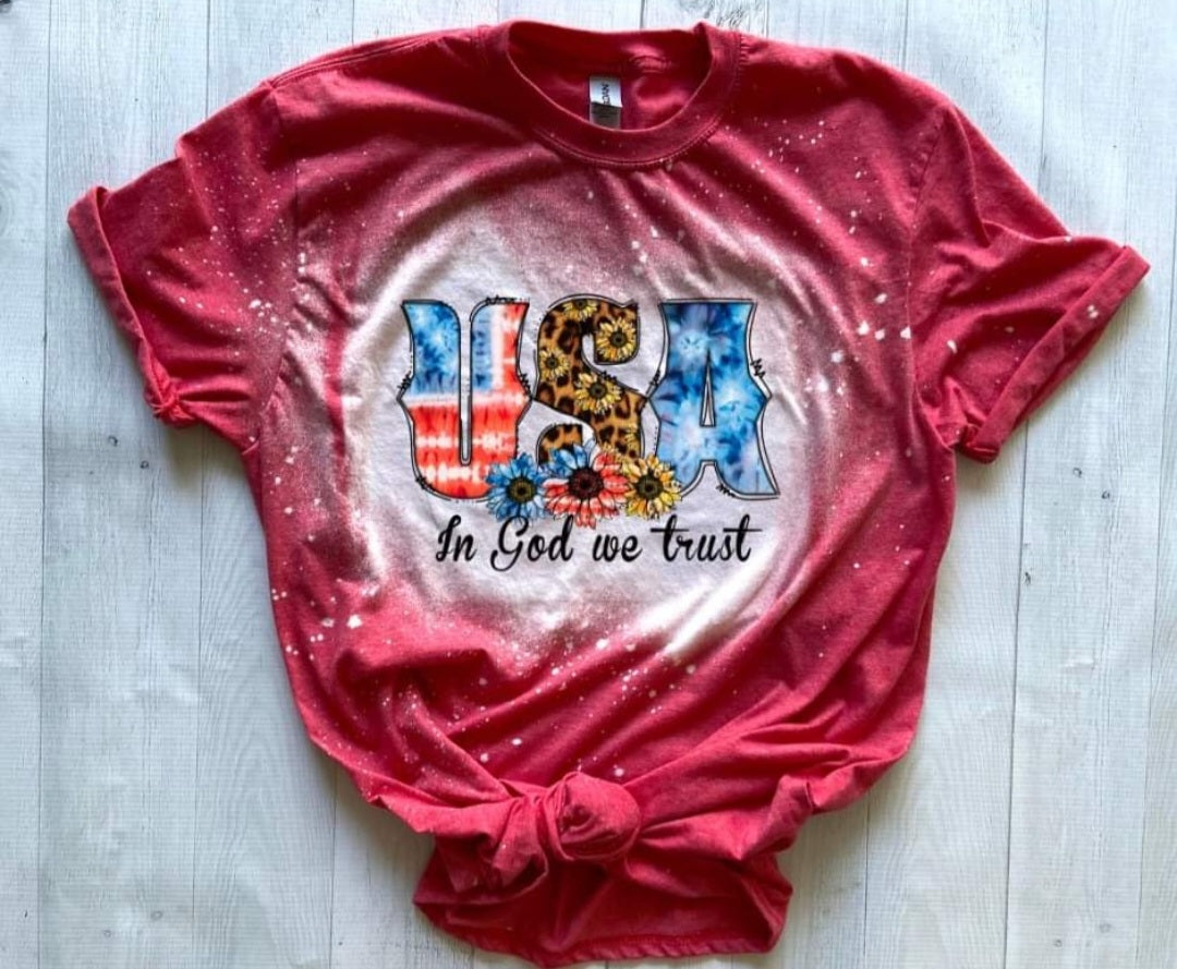 USA In god we trust bleached tee
